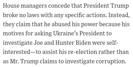 The House managers conceded no such thing. The managers endorsed GAO's finding that holding funds to Ukraine was illegal impoundment. Schiff specifically argued it amounts to criminal bribery, and is encompassed in the abuse of power article. They're just lying.