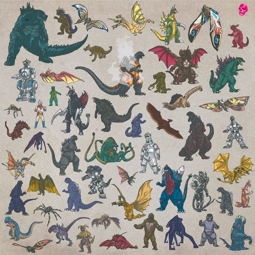 Oh? You're a true Godzilla fan? Okay then, name every single monster/robot  in this image. Yes, you must name every Godzilla