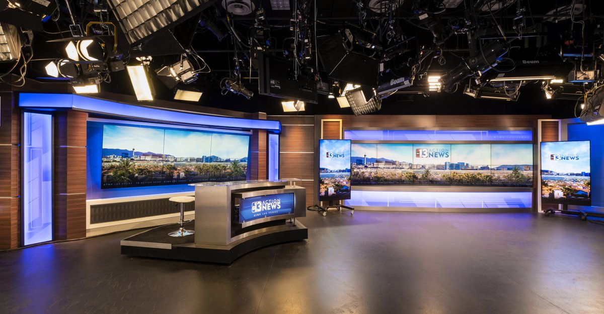 ErectorSetsInc's tweet photo. .@KTNV reached out to us for a redesign of their studio. Erector Sets designed the set and teamed up with SM Scenic for the construction. #newsset #broadcastdesign https://t.co/QegcGbRJ8z