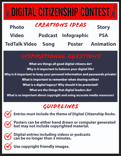 TechTeachVB's tweet photo. Show us how you ROCK digital citizenship @vbschools!  Check in with your ITS and LMS for more information about how your students can participate in the 2020 Digital Citizenship contest.  #vbdigcit  #vbits https://t.co/1tdALKXYNy