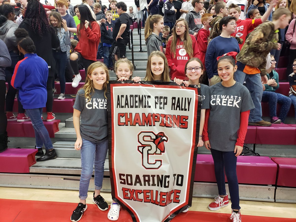 6th grade with the spirit at our academic pep rally! <a href="/EldridgeScience/">Tina Eldridge</a> <a href="/SCMFalcons/">Stewarts Creek MS</a>