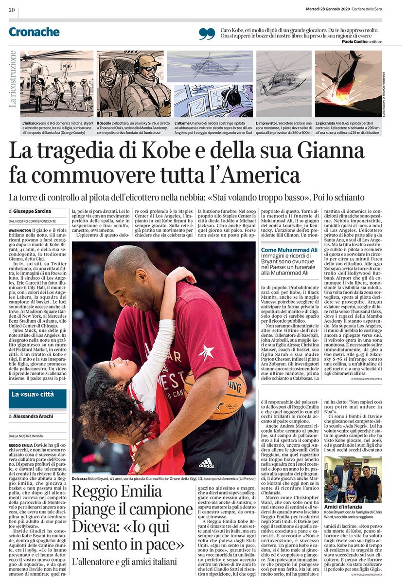 marcyvalo1's tweet photo. #infografica Come il @Corriere ha coperto la notizia dell'incidente che ha portato alla morte di #KobeByrant #kobecrash #KobeForever #Infographic @leonard_berberi https://t.co/UZZUAUjOO3