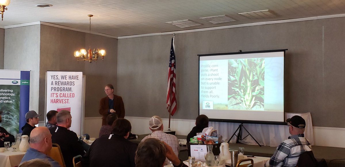 GRAINCOFS's tweet photo. @StineSeed talks about High Population Corn challenges and successes at our #Biggeryields breakfast this morning! #corn #shortcorn #narrowrowcorn #plant2020 #stineseed #graincofs https://t.co/qKbsH7b2Ul