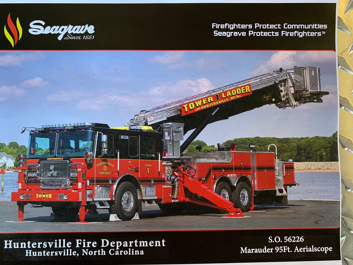 Huntersville_FD's tweet image. Additional pics of Tower Ladder 1 at the Mid Winter Chief Conference in Concord. #TowerLadder #BlackOverRed #Aerialscope #Seagrave