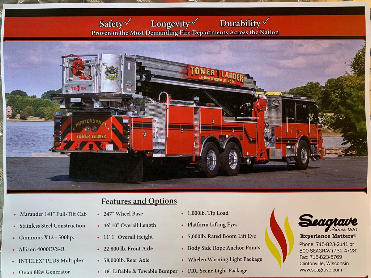 Huntersville_FD's tweet image. Additional pics of Tower Ladder 1 at the Mid Winter Chief Conference in Concord. #TowerLadder #BlackOverRed #Aerialscope #Seagrave