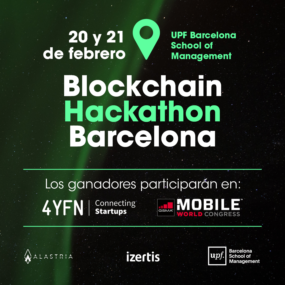 bsm_upf's tweet photo. #HackathonBlockchain
📌4 retos
👥4 equipos por reto
🔢4 participantes por equipo
Organizan: @IZERTIS @Alastria_ @bsm_upf
Premio: participación en @4YFN_MWC de #MWC20
🗓 21-22 febrero en #UPF_BSM
https://t.co/0ToKQy0qRz https://t.co/p2ZlgmQ0gJ