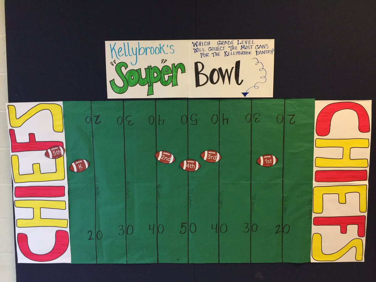 Staerkel1st's tweet photo. KB Cheering on our Chiefs with our SOUPer Bowl can drive.  475 cans donated!  @MrsPottier @LPSLEADS @KBElementary https://t.co/7rPr4dxacU