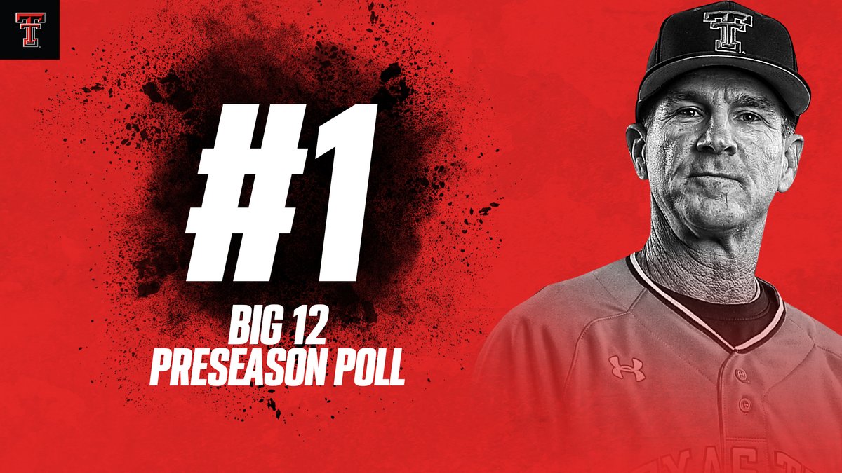 TTU_Baseball's tweet photo. The coaches have spoken.

For the third straight year, we've been selected as the preseason favorite in the Big 12.

🔴#WreckEm⚫️ https://t.co/ap7zC8Zfk8