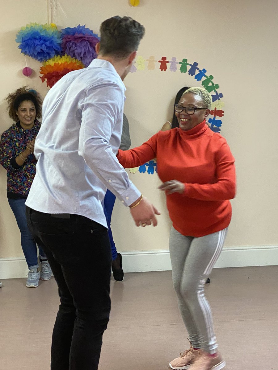 MarylebonePrjct's tweet photo. ‘There’s always time to put a smile on somebody’s face’ - amazing words by @CurtisPritchard @GreatDancerTV #TGD who got #maryleboneproject ladies wiggling, hip shaking &amp; grinning from ear-to-ear yesterday. Wonderful welcoming you Curtis 🕺💃#homelessness #charity #dreamscometrue https://t.co/q61gAbXTjc