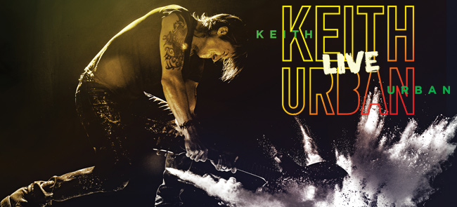 Image of Keith Urban playing guitar
Text: Keith Urban Live
