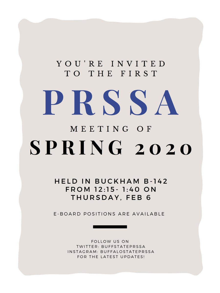 buffstateprssa's tweet photo. Come out to our PRSSA meetings! https://t.co/gACcOXkbIM