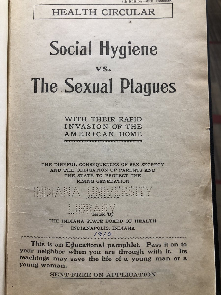 arkhamlibrarian's tweet photo. This 1910 fire-and-brimstone Indiana pamphlet on sexual health ends with Kipling’s “The Vampire.” From the @HermanBWells circulating collections. #HistSex #LillyExile https://t.co/PfsPkLmHVS