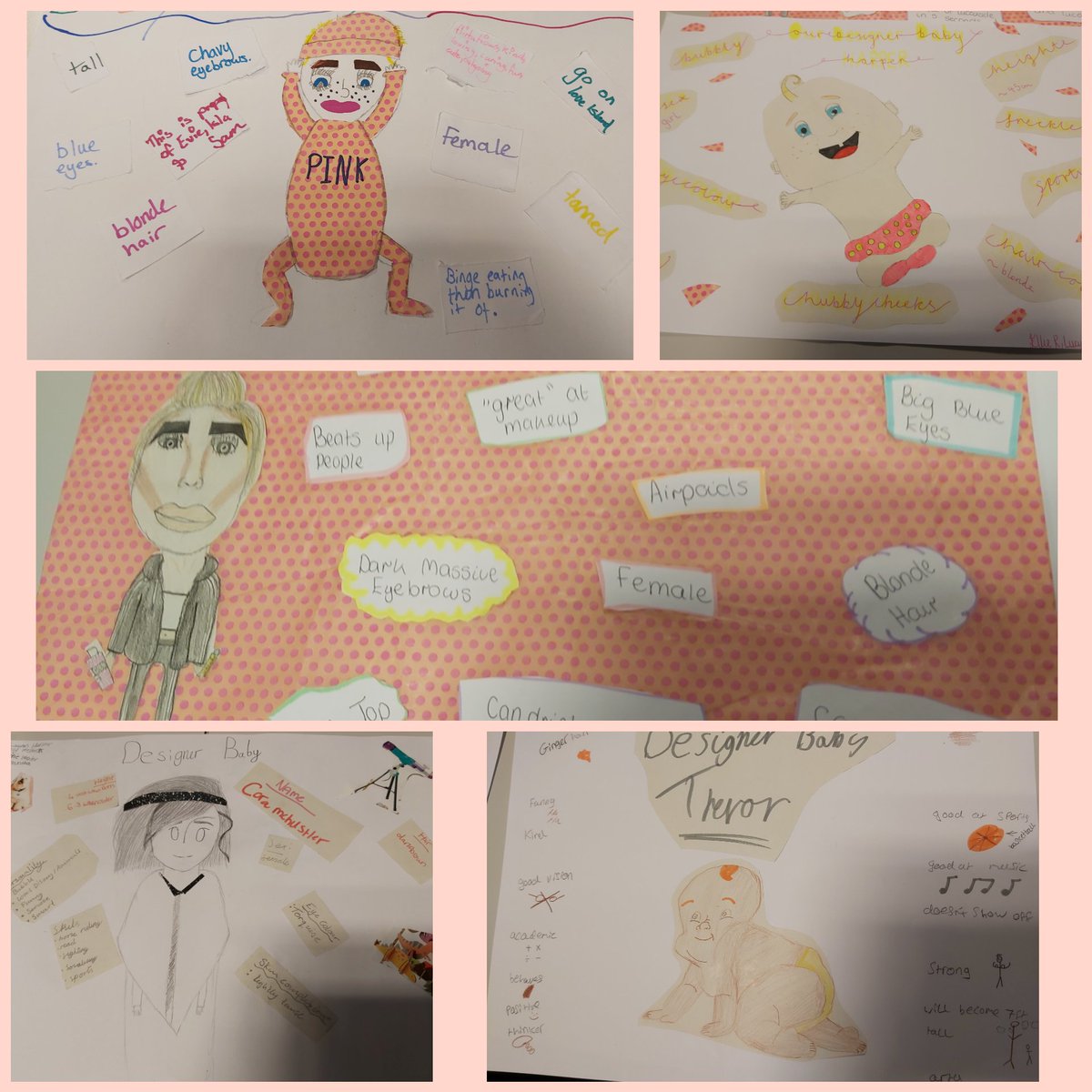 Miss Sime's S2 having a go at some genetic engineering by making Designer Babies! Some great #braescreativity #designerbabies #braesanatomy #medicalethics