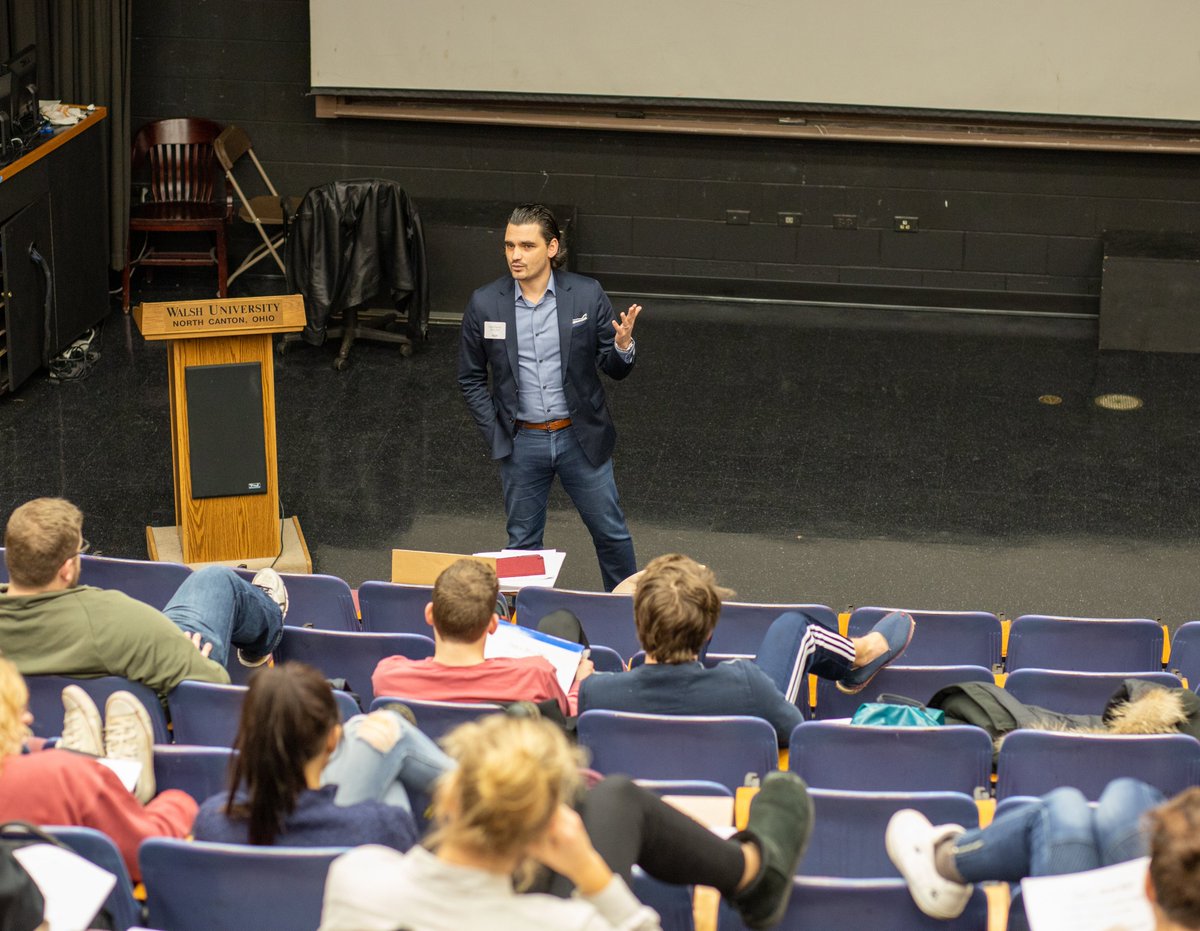 WalshUniversity's tweet photo. We've had some new faces leading class this week! Over 45 alumni came back to campus for #ProfessorForADay. Thank you to all who participated. #SwordsUp⚔️ https://t.co/AChjRtUlOb