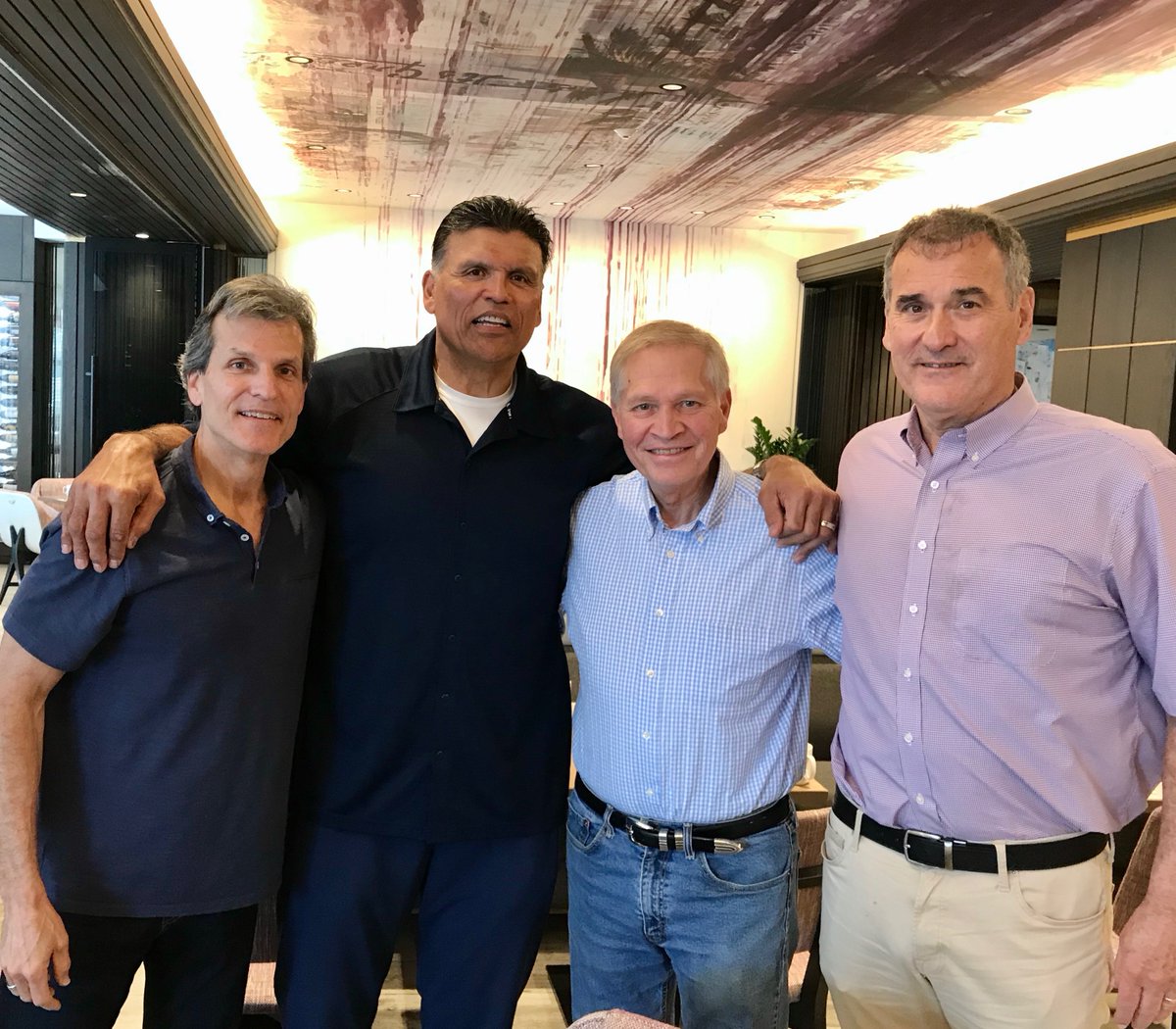 SteveRiach's tweet photo. Had the privilege of spending time with 3 amazing men of character this am in Miami. @AnthonyMunozHOF, best offensive tackle in #NFL history &amp; a Hall of Fame person; #ESPN’s @mortreport who is inspiring so many in his cancer journey; &amp; former #MLB pitcher Bill Bordley. 
#grateful https://t.co/DBf6yULRiy