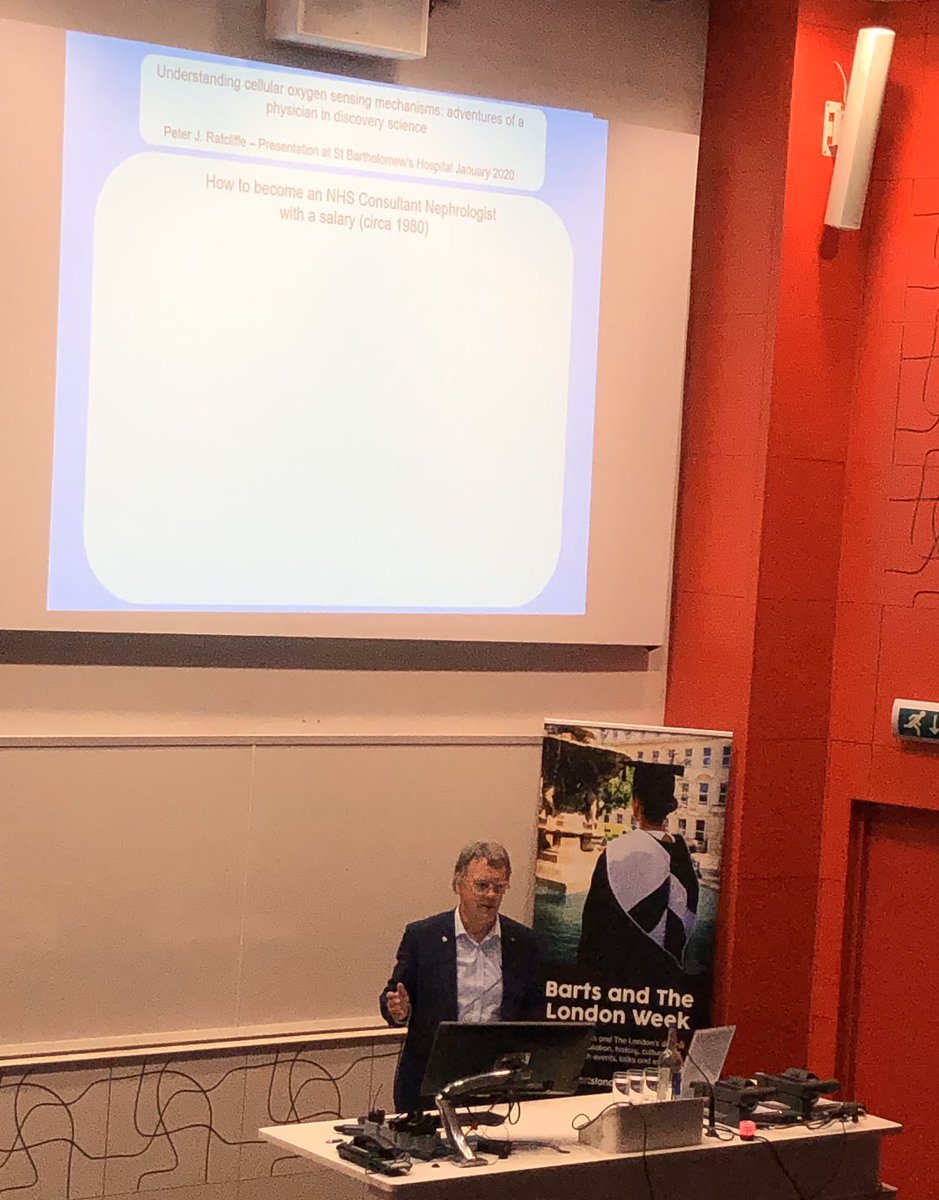 BartsGuild's tweet photo. An interesting and memorable evening listening to Nobel Laureate and Barts alumnus, Prof. Sir Peter Ratcliffe, speak @BartsHospital this evening. Part of @officialblsa’s #BLweek https://t.co/cWfLQEPIZv