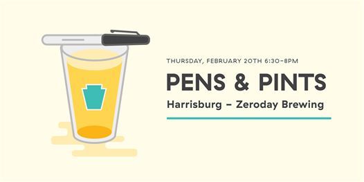 AIGACentralPA's tweet photo. 🍻 *ClinkClink* Pens &amp; Pints 2020 is live!
#PensandPints will be kicking off our event programming for the year! Join us at @ZerodayBrewing for a casual evening.
We'll have the pens, Zeroday will have the pints - all we need is you! 🖍️+🍺+💃🕺=🌟🎉🌟
https://t.co/mazuxBFB3w https://t.co/SCm67jVCV8