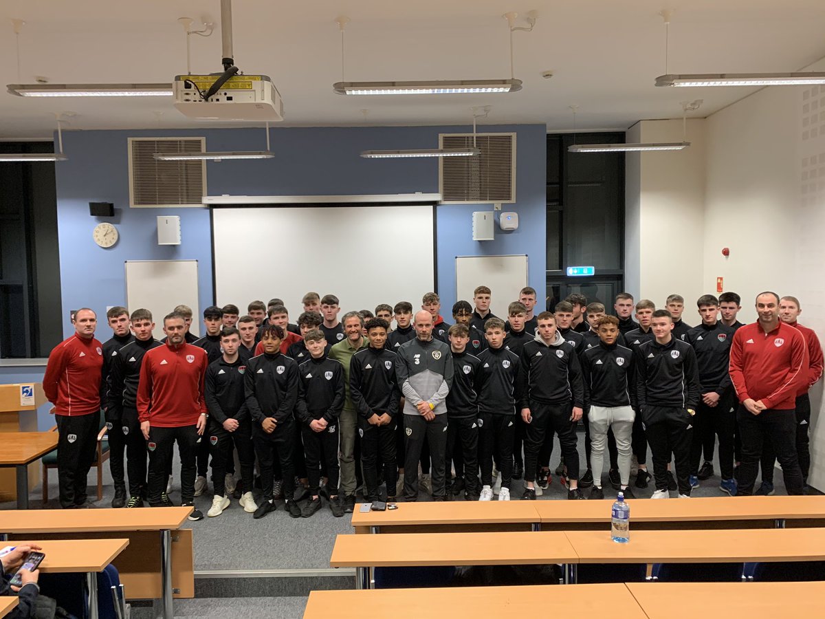 We were delighted to have <a href="/CUH_Cork/">Cork University Hospitals</a>  dietician; Billy Murphy and Dan Horan from <a href="/FAIreland/">FAIreland</a> speak to our Under 17 and Under 19 squads tonight on the importance of nutrition, rest and recovery in elite football.  

Thanks as always to <a href="/UCC/">UCC Ireland</a> for hosting tonight’s talk!  #CCFCAcademy