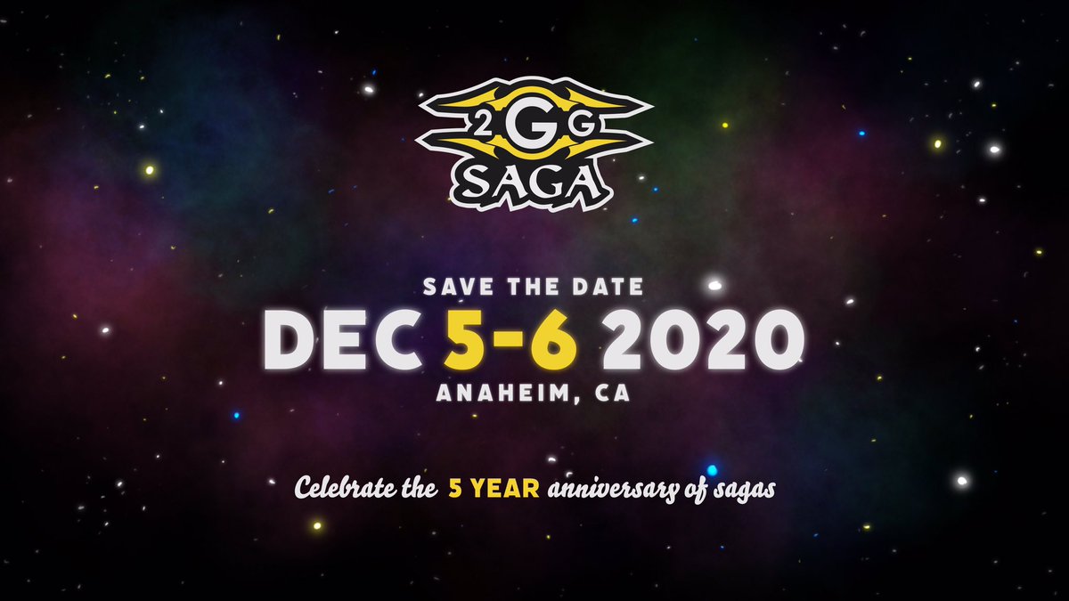 2GGaming's tweet image. Save the date!
We will be celebrating our 5 years of Sagas on December 5th & 6th in Anaheim, CA!
While we can’t share any information just yet, we want to give you free passes to this event! Simply RT this tweet and we’ll pick 5 winners when registration open!