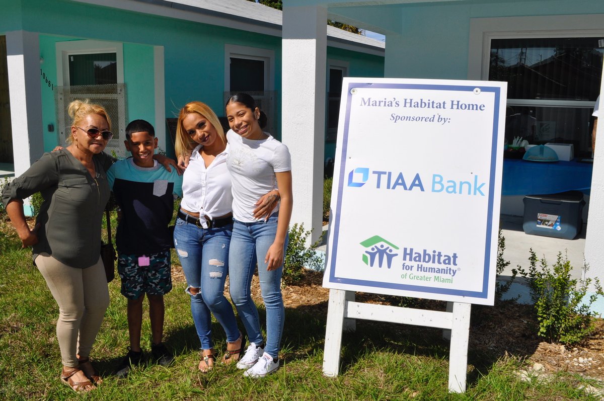 HabitatMiami's tweet photo. Congratulations, Maria! Today, Miami Habitat staff joined Maria's family, her friends, and representatives from her Home Sponsor @TIAABank for her #HomeDedication! We are so proud of you Maria!!! #HomeSweetHome #TIAABank https://t.co/EeifSZf2Mk