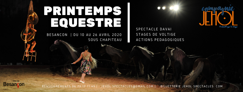 JeholSpectacles's tweet photo. 43 000 personnes ont vu un spectacle de la Compagnie Jehol en 2019. Pourquoi pas vous en 2020 ? C'est possible lors du Printemps Equestre du 10 au 26 avril à #Besançon puis cet été en tournée (Cantal, Aurillac...) A bientôt. #Jehol #spectacle @villedebesancon https://t.co/Fkz3BLgoNG