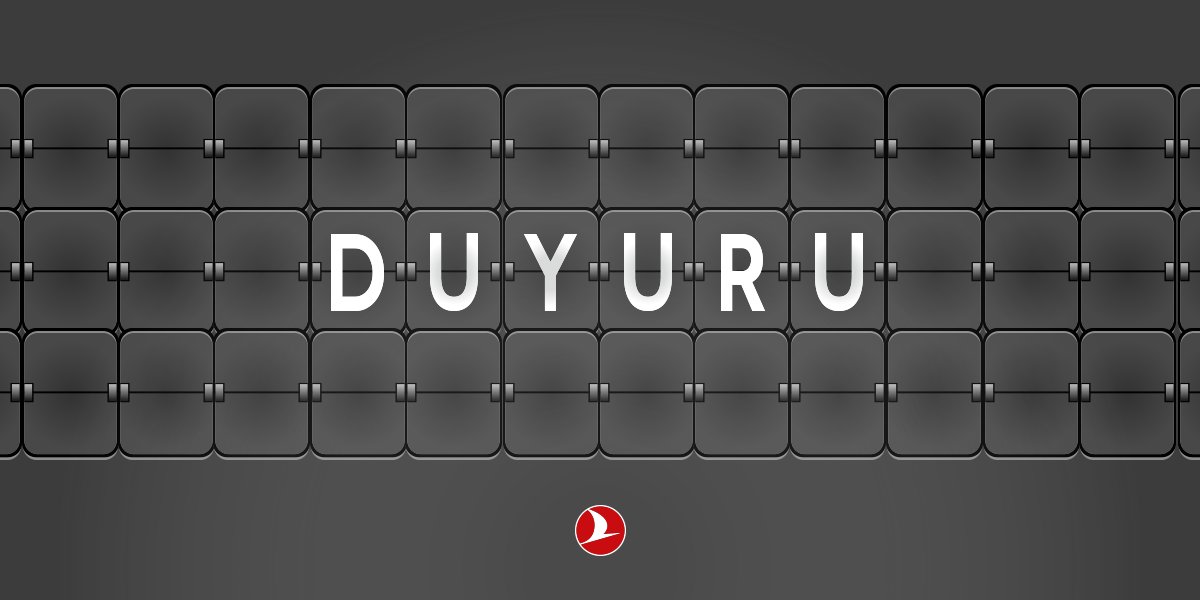 ℹ
Korona Virüsü kaynaklı durumu ve son gelişmeleri ulusal ve uluslararası otoritelerle değerlendirmek için; Pekin, Guangzhou, Şangay ve Xian şehirlerine düzenlediğimiz seferlerimizi 9 Şubat’a kadar durduruyoruz. Gelişmeleri aktarmaya devam edeceğiz.
🔎turkishairlines.com/tr-tr/duyurula…
