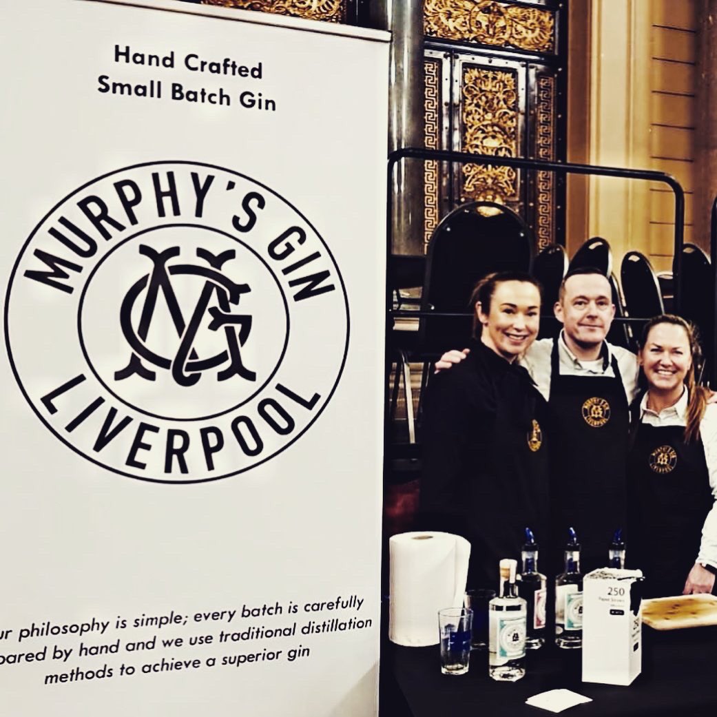 MurphysGin's tweet photo. Our team today. Three of our six owners. Lyndsey, Mark (our super-talented distiller) and Jackie ๐๐ #murphysgin #gin #liverpool #realaleevents https://t.co/OIWSYBFTsv