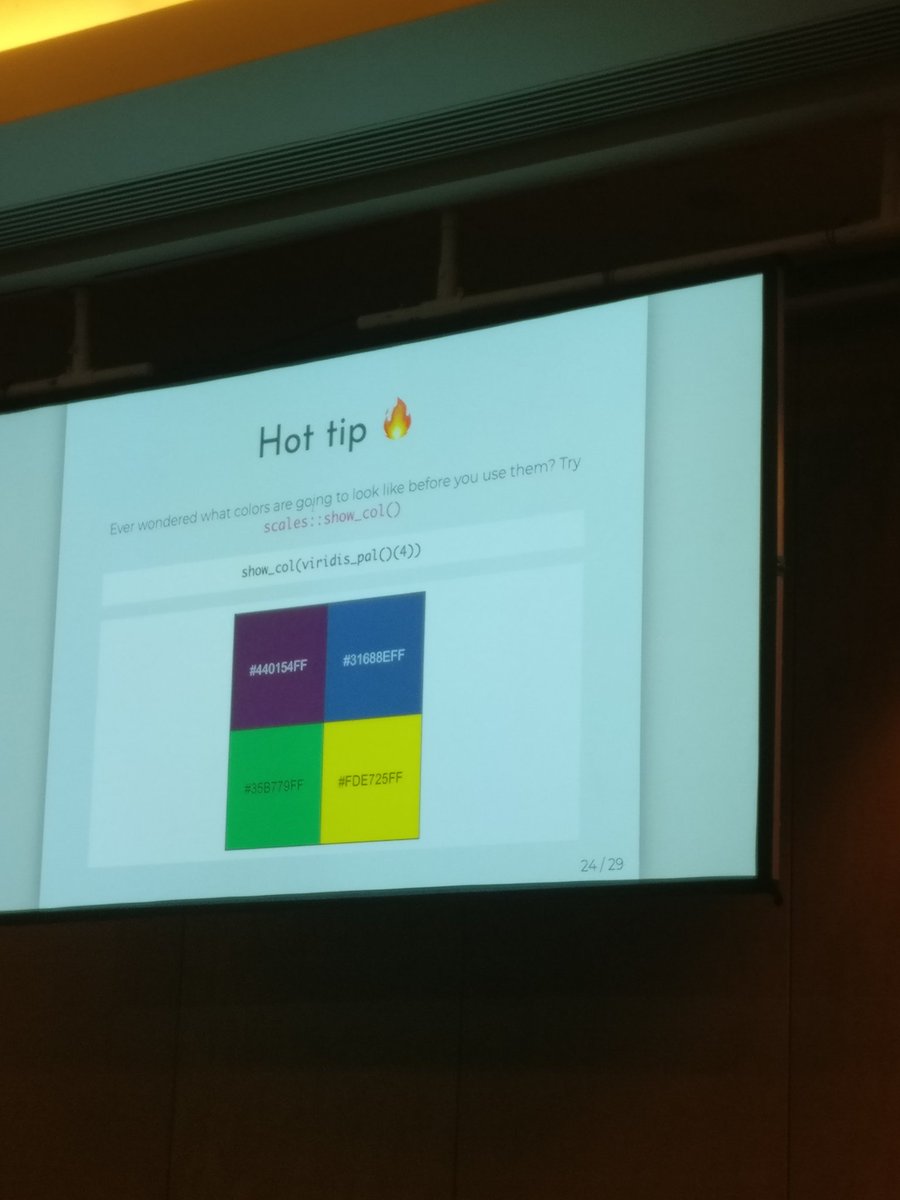 W_R_Chase's tweet image. .@dpseidel giving so many hot tips about the scales package at #rstudioconf. She even highlighted one of my all time favorite functions, show_col!
