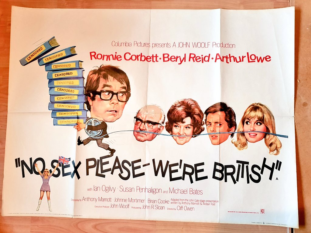 Spent some hours in the office, not doing officey things... Back on the #JohnComedyPosters. Staged farces rarely transfer well to cinema, but with such a stellar cast, it gets a frequent spin in my DVD player. #NoSexPleaseWereBritish #RonnieCorbett #BerylReid #ArthurLowe