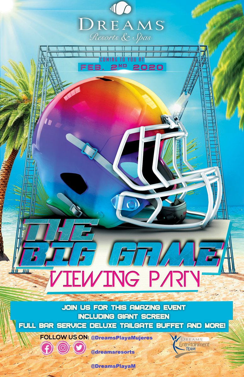 The #BigGame is right around the corner! Our #DreamsEntertainment team is preparing a great party for this Sunday, February 2nd, 2020. 🏈 Are you ready for the #kickoff?