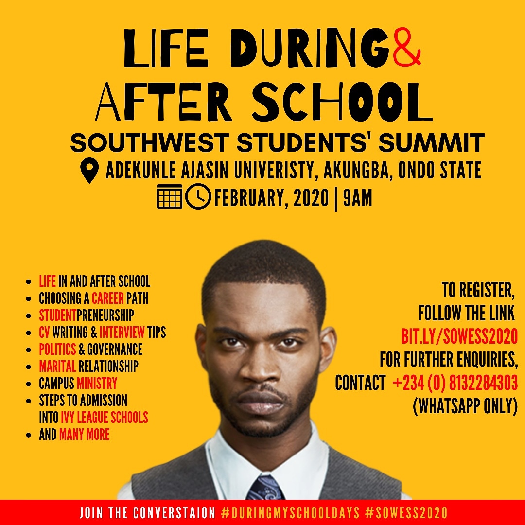 niyiikuomola's tweet photo. For graduates and undergraduates in Ondo State and environs
THIS IS LOADED
This February
Follow https://t.co/snIcN7ijBf to Register
Kindly RT
#WhenIWasInSchool
#DuringMySchoolDays
#sowess2020 https://t.co/HWTPplApj7