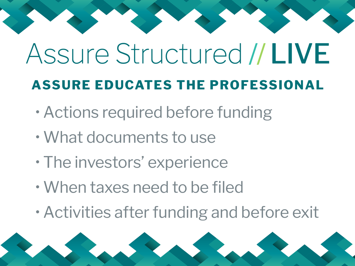 assureco's tweet photo. Sign up for our LIVE pop-up educational sessions BEFORE FEBRUARY 3, 2020 here - https://t.co/dVawc80pkt

If you are placed in the Professional track, your education sessions will include Anatomy of an SPV, SPV Documents, Investor Experience, Taxes and Post-Close.

#spv #assureco https://t.co/UvEiFVz7aQ