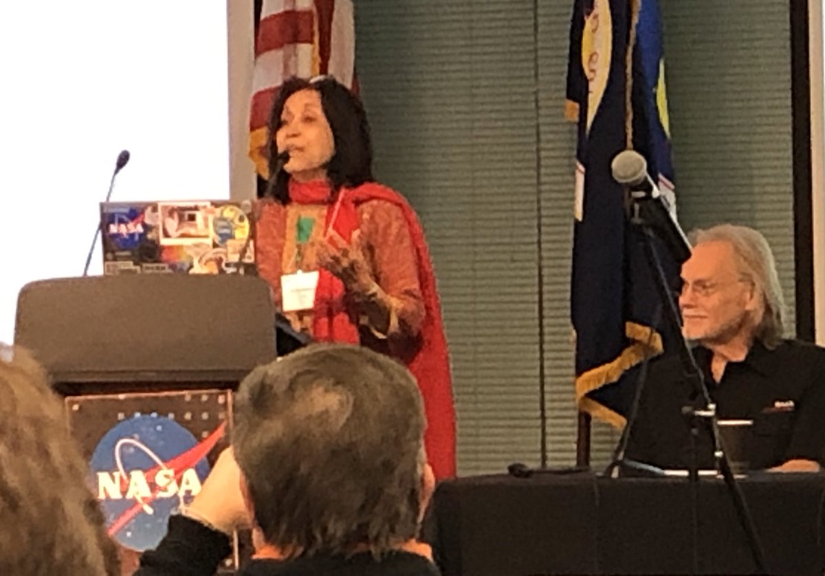 Pillownaut's tweet photo. NASA HQ Heliophysics Division astrophysicist Lika Guhathakurta gives an overview of the sheer amounts of data collected by NASA (spoiler: *colossal*) and the practical challenges of how to cope with it in quality ways. #BigThink2020 #NASAames @NASA_FDL https://t.co/gHTNOCdK57