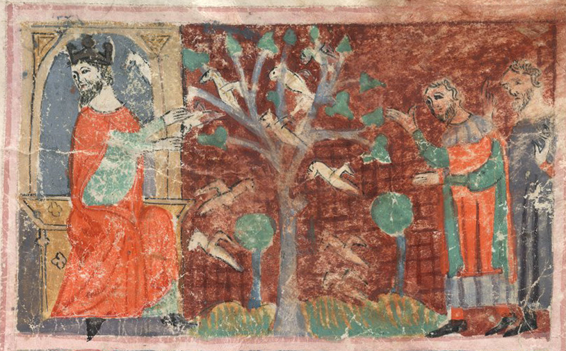 the locusts are in a tree, the pharoah is looking away in disgust