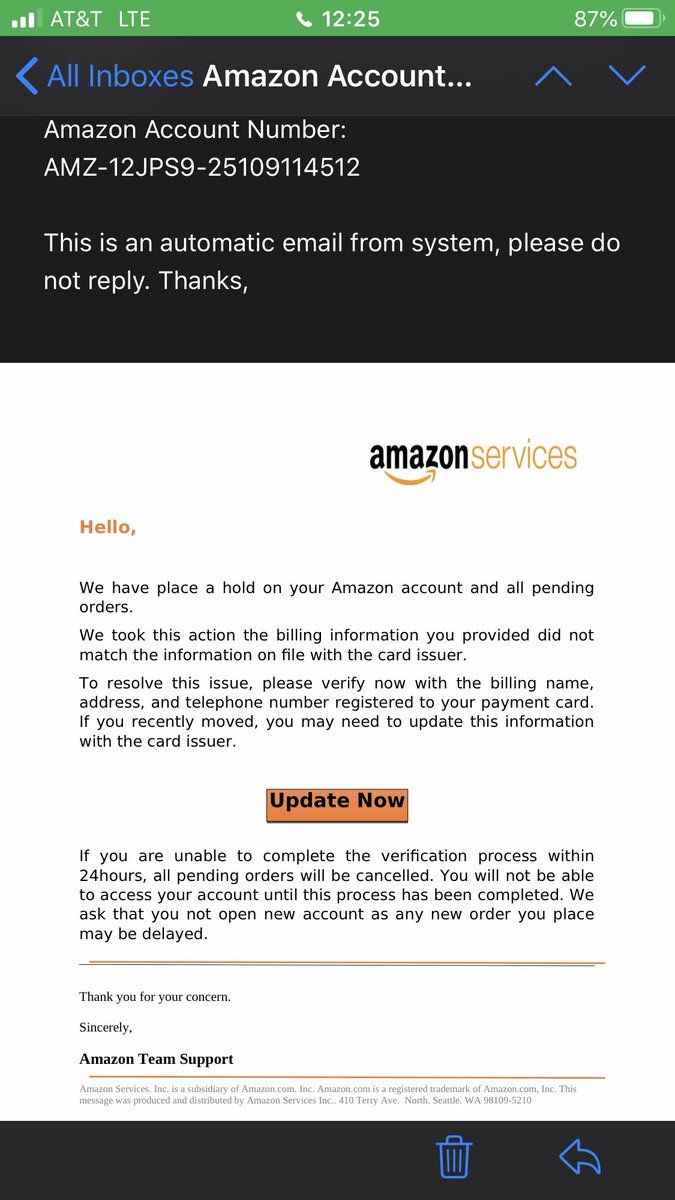 MattNeall's tweet photo. Don’t provide personal information to suspicious emails like this https://t.co/mLCdeF1xqp