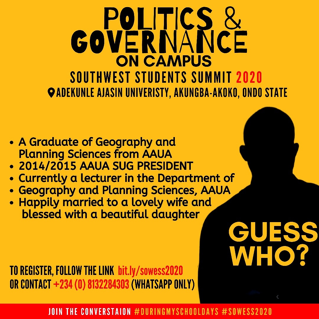 niyiikuomola's tweet photo. GUESS WHO would be speaking at #SOWESS
For graduates and undergraduates in Ondo State and environs
THIS IS LOADED
This February
Follow https://t.co/1mWnW8ybhm to Register
Kindly RT
#WhenIWasInSchool
#DuringMySchoolDays
#sowess2020 https://t.co/C0AP48BpcG