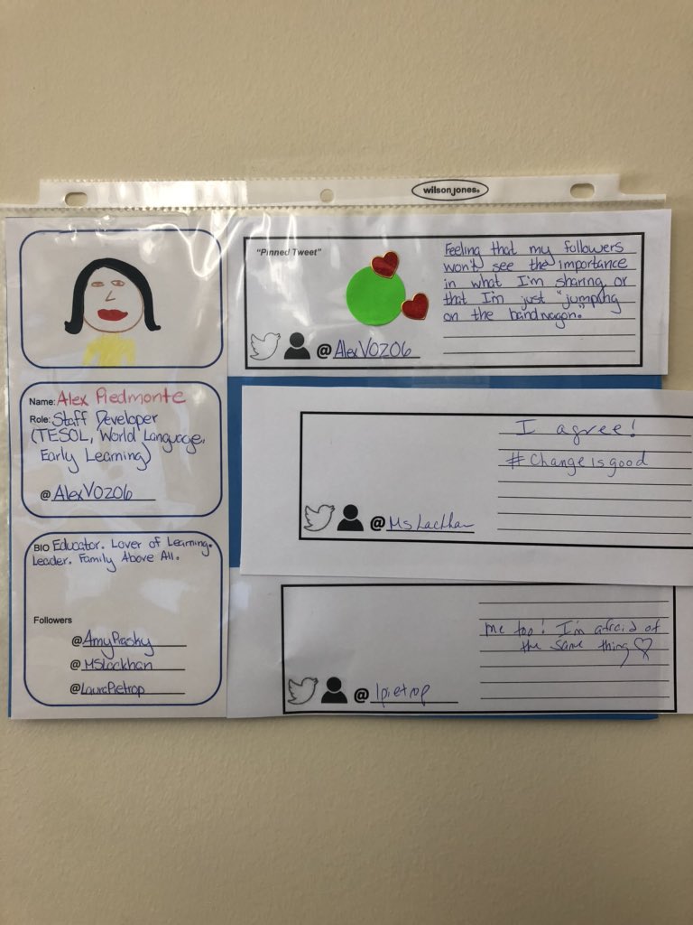 MrsPiedmonte's tweet photo. Twitter Profile protocol, I 💛learning new protocols to use in in future workshops! Fun filled day of learning new fun activities #mybocesstory #staffdeveloper #VITALCollaboration @cincaldwell https://t.co/M4iJeR4Qhz