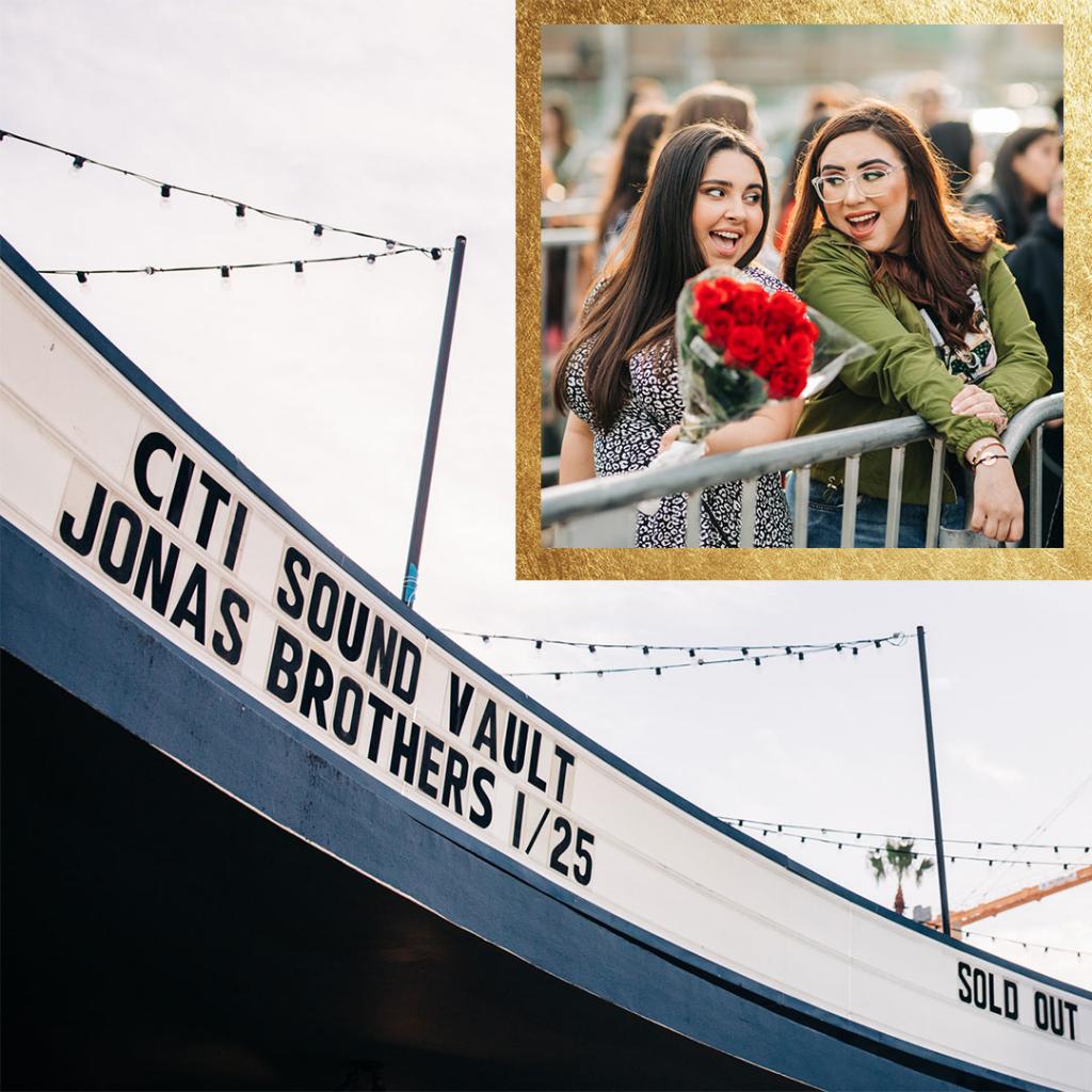 Image of fans at Citi Sound Vault
Text: Citi Sound Vault Jonas Brothers 1/25