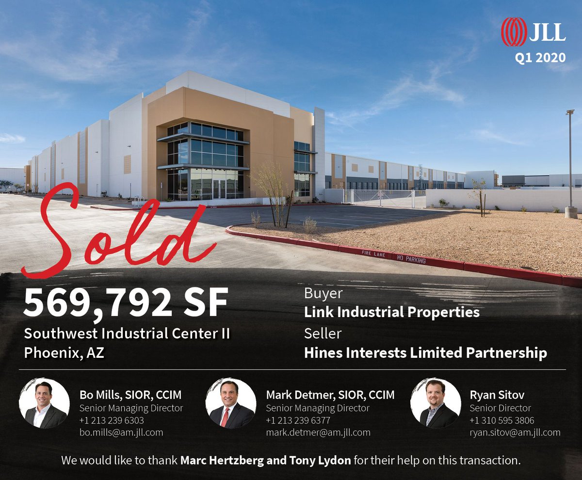 JLLDetmerMills's tweet photo. SOLD | Two Brand New Class A Industrial Warehouses Totaling 569,762 SF in Phoenix, AZ

@JLLDetmerMills @markddetmer  @RyanSitov

 #jll #jllcmg #jllindustrial #capitalmarkets #investment #warehouse #ecommerce #distribution https://t.co/xIhjjidQbh