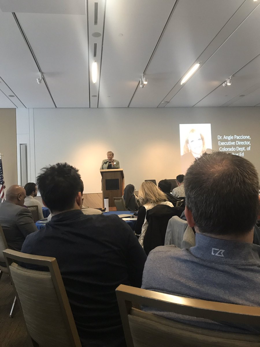 TaraLifBaum's tweet photo. Powerful opening remarks from @AngiePaccione of @CoHigherEd you can totally feel the potential (scientific def=stored energy) in the room here today. It’s up to us to activate the energy, to change the state of higher ed and the the future of work #COrises #LearningEconomy #CLab https://t.co/XYpY9yBGt9