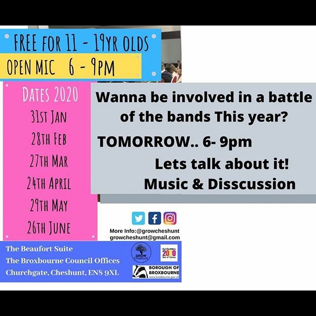 How about it?!
11-19 yr olds Open Mic.
With a bit of ‘battle of the bands’ 
Discussion for good measure.
See you tomorrow !. .
.
.
.
#openmic #youngmusicians #artists #creatives #music #poetry #spokenword #comedy #useyourvoice #hangout instagram.com/p/B79ATvDA7xP/