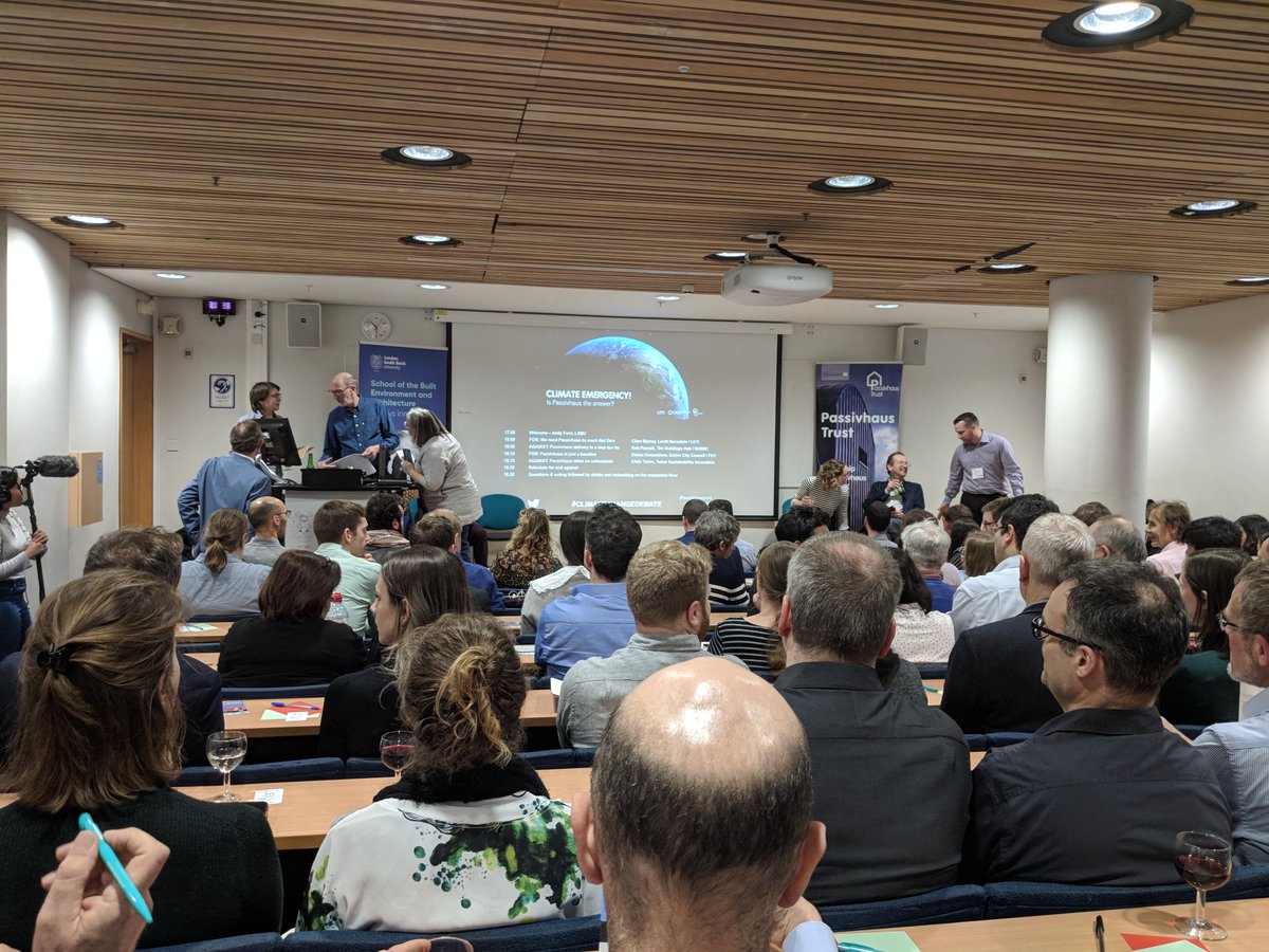 ClaraBagG's tweet photo. Getting ready for the 
@PassivhausTrust @LSBU
 #ClimateEmergency is passivhaus the answer? Debate #ClimateChangeDebate
@ClarehMurray up first. Highlighting the 
@LETI_London #ClimateEmergencyDesignGuide https://t.co/ZZdgFIZR8f