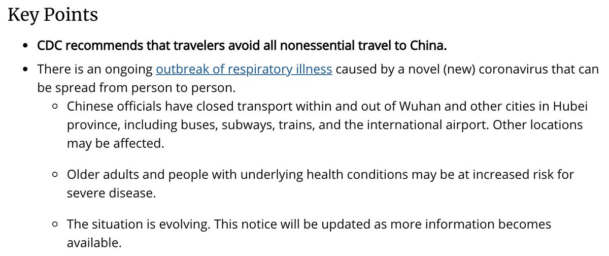 Thoughts on media/society/travel aspects of  #coronavirus. Ongoing - send items. Nothing will make me happier than to end this thread! @CDCgov issued Level 3 China warning - Avoid non-essential travel - for China. I learned its scale only goes to 3.  https://wwwnc.cdc.gov/travel/notices/warning/novel-coronavirus-china?fbclid=IwAR2cFClv2EJNmHNbVGJvH30JuBQvEQj0ruPpY_zZ8s58Z5NJlVtFlm3U-nk 1/