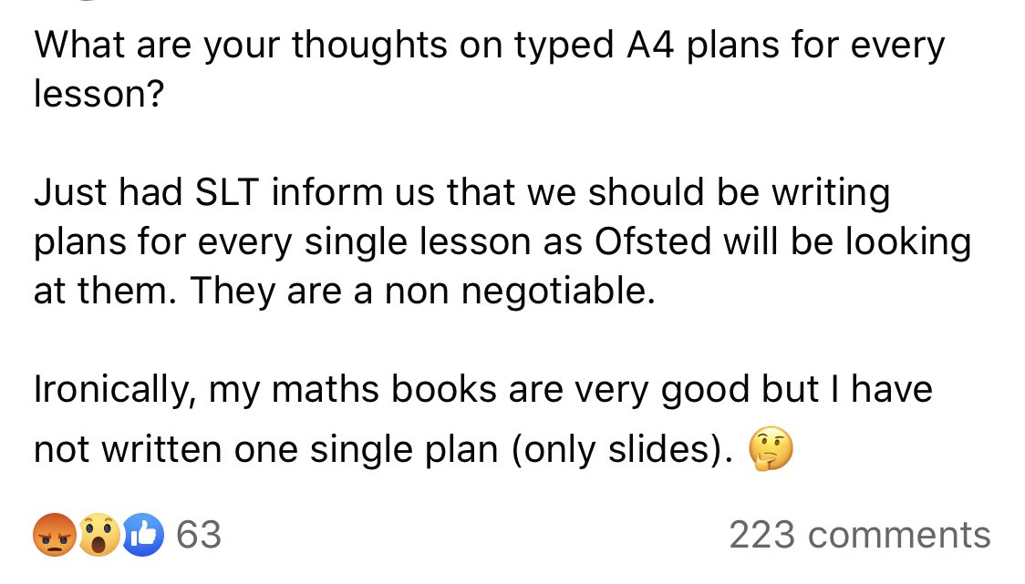 MrRprimary's tweet photo. Saw this on Facebook... another mention of non negotiables and a complete lie from SLT about lesson plans! @FakeHeadteacher @ICT_MrP https://t.co/zvzPIIefcM