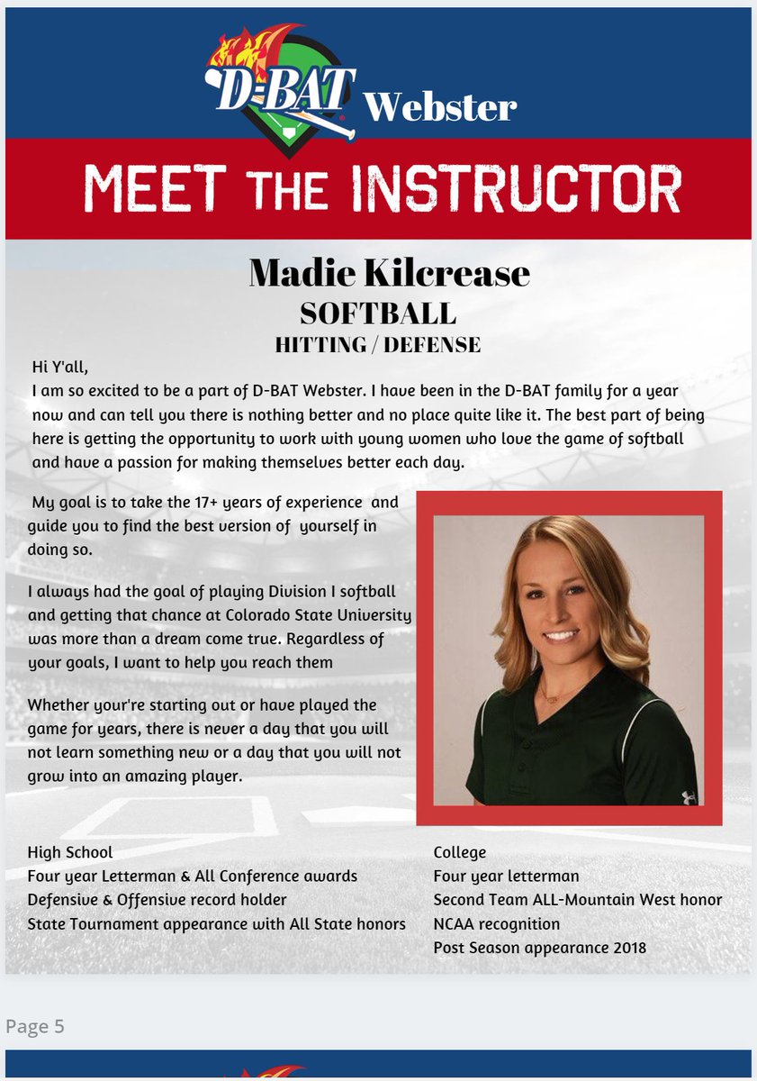 DBATWebster's tweet image. D-Bat Webster&apos;s very own &quot;Madie Kilcrease&quot;!!! Asst. GM and Softball Instructor!!  Check out her bio!!

#dbatwebster #dbattv