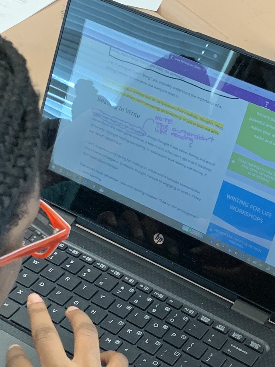 SchifferB's tweet photo. Students in @DMunchow 6th grade @BCPS_ELA class, using Microsoft Edge to talk to and annotate a website. Great way to gather and support evidence about ways the pen can be mighty. @GailGreen44 @RGoisovich @CbyersChristina #PrideInOurMinds https://t.co/U0hivjbXeR