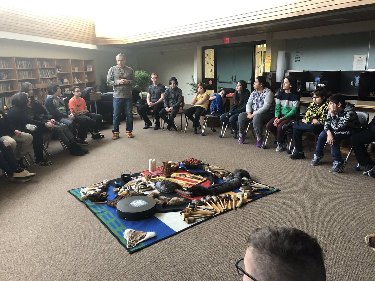 gcouchie's tweet photo. Great start to “Walking the Path”at Our Lady of Sorrows school. Twenty five percent of the students identify as Indigenous. Culture and traditions this week. @KellyKASmith @npsc_schools @JenHamMcCharles https://t.co/f3Qpiwh6B2