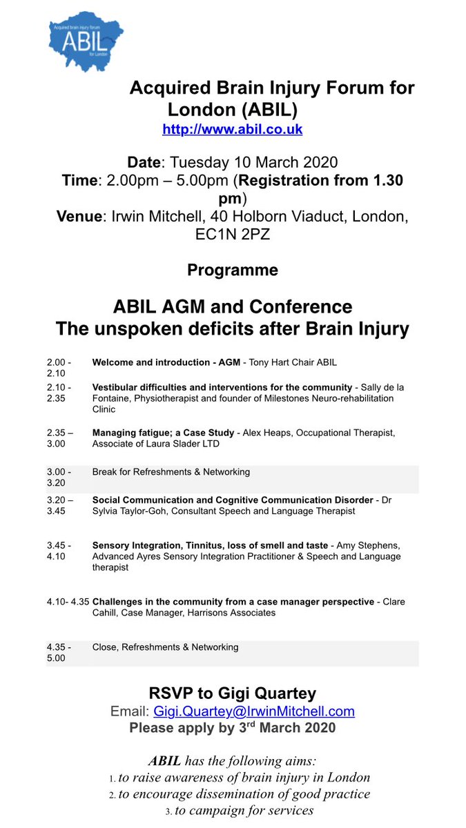 JCS1064's tweet photo. Another brilliant conference from @Abilforum on the unspoken deficits following brain injury coming March 10th! Register for your place now. It’s free to attend, and also free to join ABIL. Go to https://t.co/uNA1IrfqJq to sign up https://t.co/WS0X8eyjOX