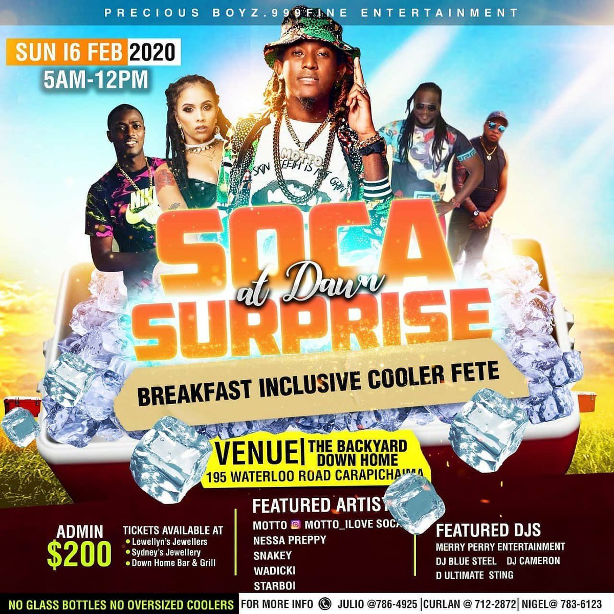 FeteFinders's tweet photo. Trinidad get ready for SOCA SURPRISE AT DAWN
The Breakfast Inclusive, Cooler Fete
Tickets/Info
Julio: 786.4925
Curlan: 712.2872
Nigel: 783.6183
#vibes soca2020 #trinidadcarnival #trinidadcarnival2020 #bestsoca #socatotheworld #Caribbean #onecaribbean #fetefinder #fetefinders https://t.co/2EcYIECqLL