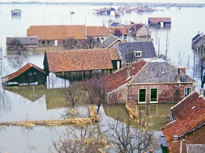 The small hamlet of Elkerzee after the 1953 flood - Financial Times